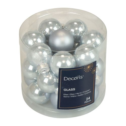 Floristik24 Mini boules de Noël verre bleu mat/brillant Ø2,5cm 20 pcs