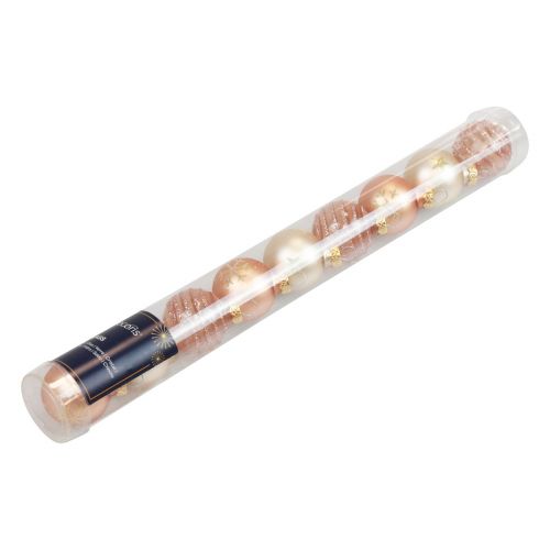 Floristik24 Mini boules de Noël en verre crème boules de verre cuivre Ø3cm 9pcs