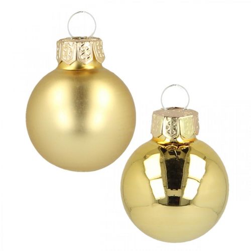 Floristik24 Mini boules de Noël en verre doré Ø2.5cm 24pcs