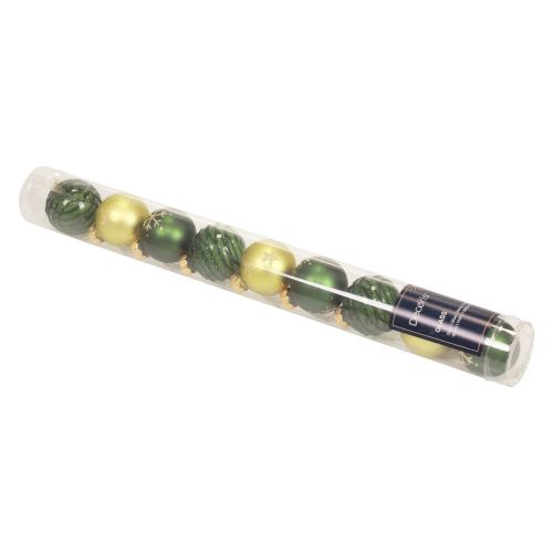 Floristik24 Mini boules de Noël en verre boules de verre vert doré Ø3cm 9pcs
