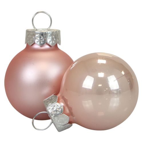 Mini boules de Noël verre rose mat/brillant Ø2,5cm 20 pcs