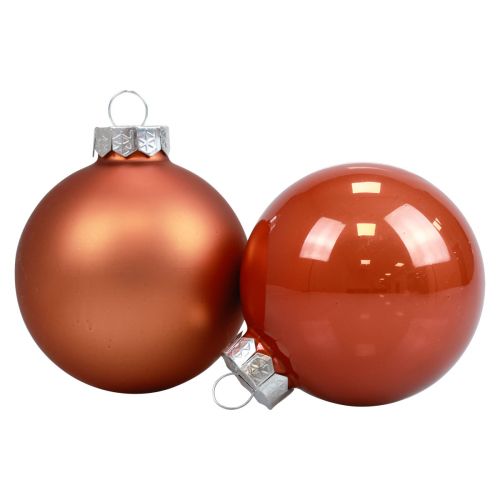 Floristik24 Mini boules de Noël en verre boules de verre rouge-marron Ø4cm 24pcs