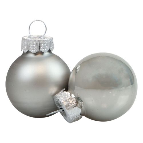 Floristik24 Mini boules de Noël verre argent brillant/mat Ø2,5cm 20 pcs