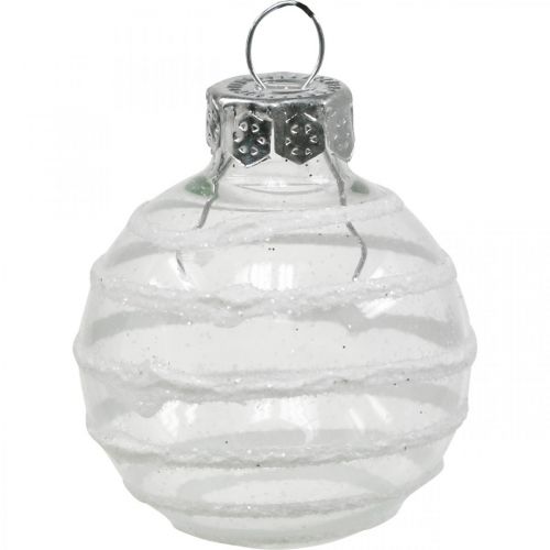 Article Mini boules de Noël blanc, argent verre véritable Ø3cm 9 pcs