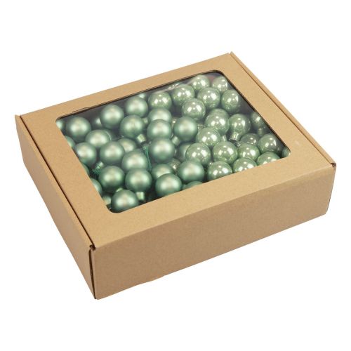 Floristik24 Mini boules de Noël sur fil de verre vert Ø2,5cm 140pcs