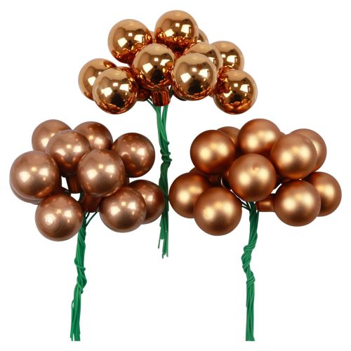 Floristik24 Mini boules de Noël sur fil de verre orange Ø2,5cm 140 pcs