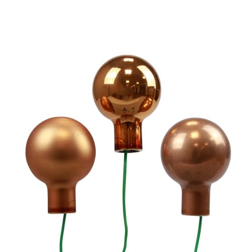 Floristik24 Mini boules de Noël sur fil de verre orange Ø2,5cm 140 pcs