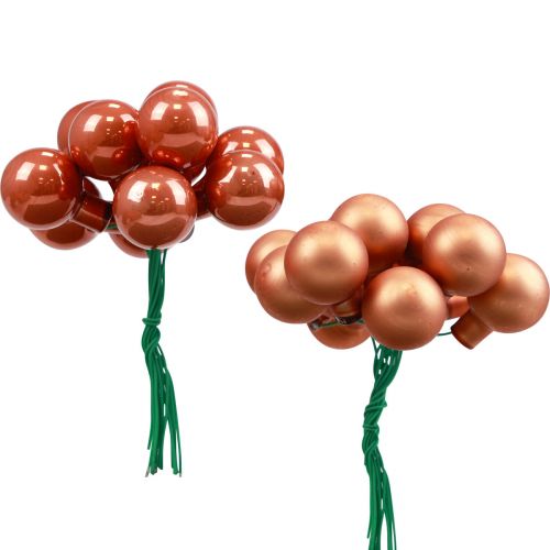 Floristik24 Mini boules de Noël sur fil de verre rouge orange 2,5cm 140pcs
