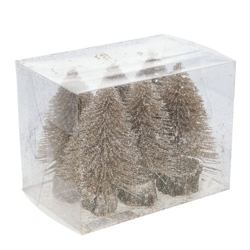 Floristik24 Mini sapin de Noël or avec paillettes 6pcs