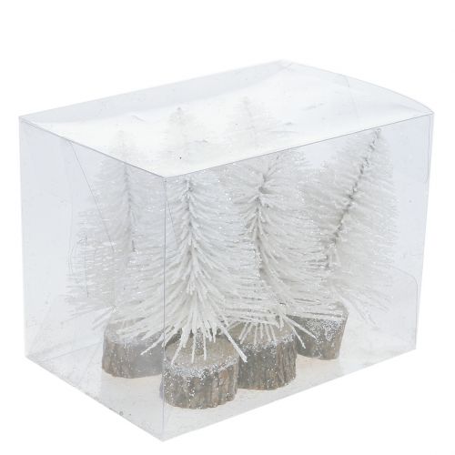 Floristik24 Mini sapin de Noël blanc pailleté 6pcs