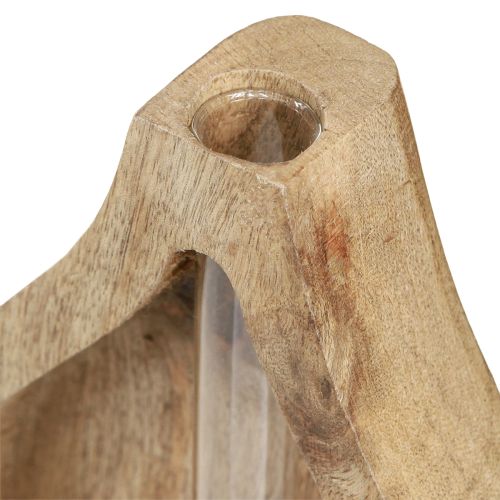 Article Mini vase tube à essai en verre décoration bois clair naturel H17cm 2pcs