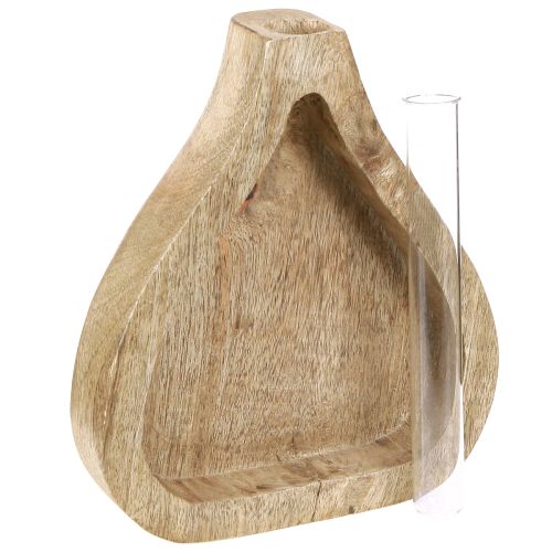 Article Mini vase tube à essai en verre décoration bois clair naturel H17cm 2pcs