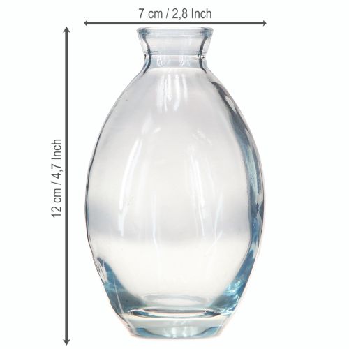Article Mini vases bulbeux décoratifs en verre teinté bleu H12cm 6 pcs