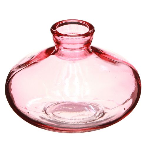 Mini vases en verre bombé plat teinté rose Ø9cm H6cm 6 pcs