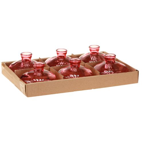 Article Mini vases en verre bombé plat teinté rose Ø9cm H6cm 6 pcs
