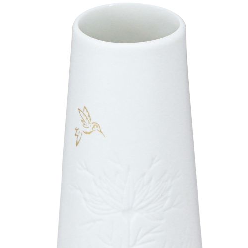 Article Vase en porcelaine blanc avec motif doré – Vase à fleurs élégant en lot de 3 H12cm 3 pcs