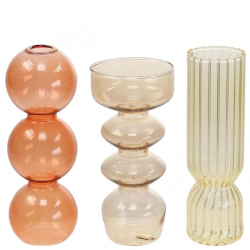Floristik24 Mini Vases Verre Vases Décoratifs en Verre Colorés H15.5-17cm Lot de 3