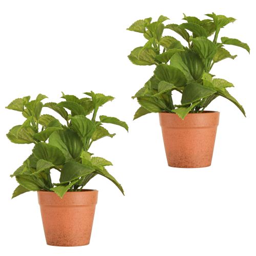 Article Menthe en pot Herbes artificielles Plantes artificielles 18cm 2pcs