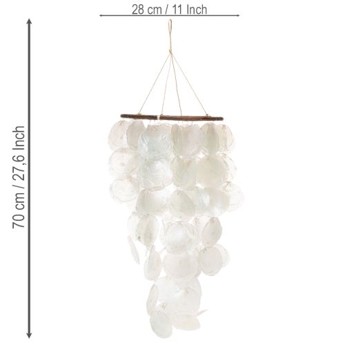 Carillon éolien mobile en coquillage Capiz, rond, 70 cm de long, pour balcon ou jardin | Floristik24.be