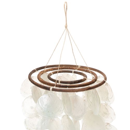 Carillon éolien mobile en coquillage Capiz, rond, 70 cm de long, pour balcon ou jardin | Floristik24.be