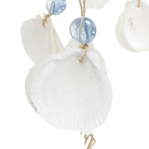 Article Mobile coquillages carillons à vent décoration maritime à suspendre blanc, bleu 46cm