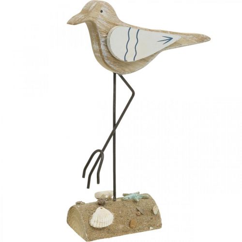 Floristik24 Mouette en bois, décoration maritime, oiseau côtier Shabby Chic, bleu et blanc H25cm