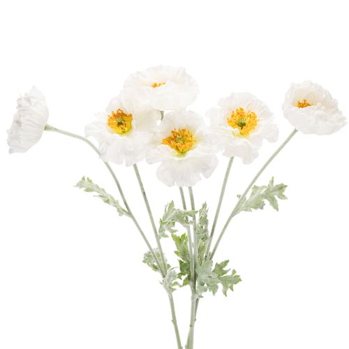 Coquelicot artificiel blanc à longue tige, 78 cm, lot de 3 acheter | Floristik24.be