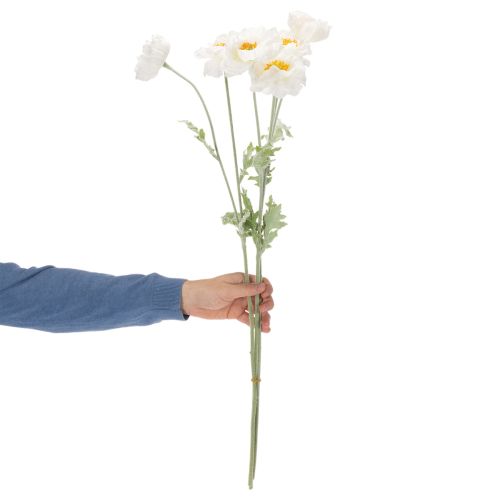 Coquelicot artificiel blanc à longue tige, 78 cm, lot de 3 | Floristik24.be