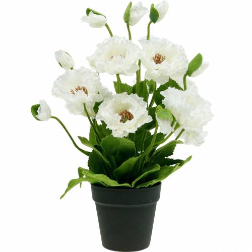 Article Pavot dans un pot de fleurs en soie blanche décoration florale