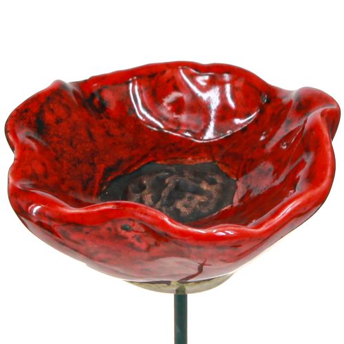 Floristik24 Bouchon de fleur décoratif en céramique coquelicot rouge 5cm 8 pcs