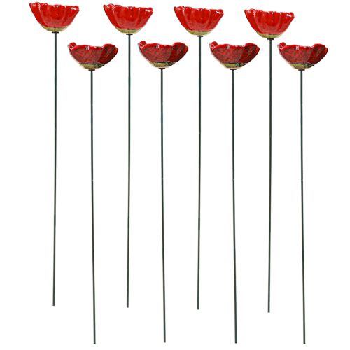 Floristik24 Bouchon de fleur décoratif en céramique coquelicot rouge 5cm 8 pcs