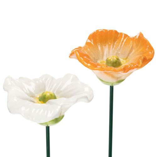 Sculptures de coquelicots en céramique, fleurs au design artistique pour le jardin, 52 cm, lot de 2
