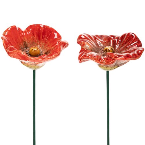 Piquets décoratifs de jardin en forme de coquelicot, élément décoratif parfait pour votre jardin, 42 cm, lot de 4