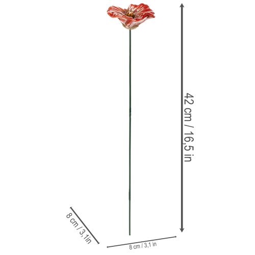 Article Piquets décoratifs de jardin en forme de coquelicot, élément décoratif parfait pour votre jardin, 42 cm, lot de 4