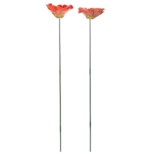 Article Piquets décoratifs de jardin en forme de coquelicot, élément décoratif parfait pour votre jardin, 42 cm, lot de 4