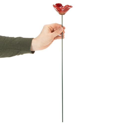 Article Tuteur de jardin en céramique en forme de coquelicot, design original pour massifs de fleurs, 52 cm, lot de 2