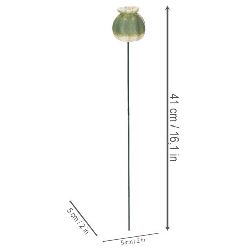 Article Piquet décoratif en forme de capsule de pavot pour une touche d'élégance automnale au jardin ou un balcon, 41 cm, lot de 4