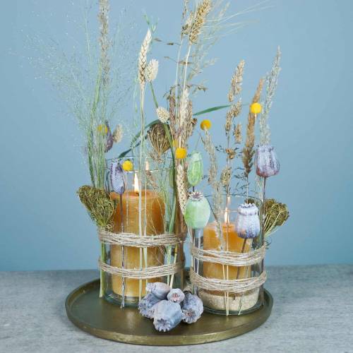 Floristik24 Capsules de pavot artificiel jaune, marron 6pcs