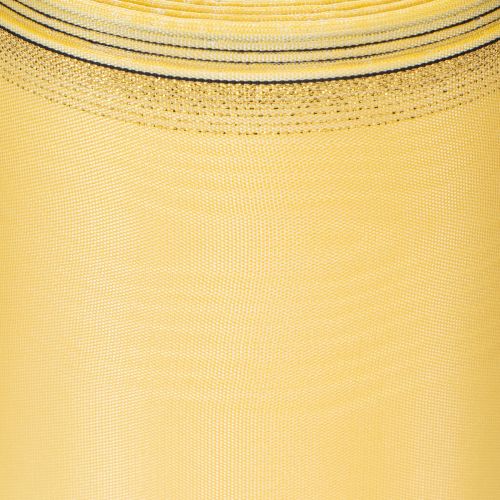 Article Ruban moiré pour couronne, jaune à bordure dorée, ruban décoratif à motifs floraux, acétate/polyester, 150 mm x 25 m