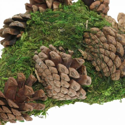 Floristik24 Décoration tombe coeur mousse avec cônes pour arrangement funéraire 20×13cm