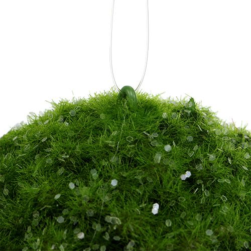 Floristik24 Boule de mousse verte avec paillettes Ø 9 cm