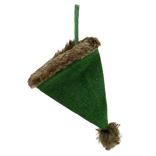 Bonnet avec bord de fourrure à suspendre 28cm vert