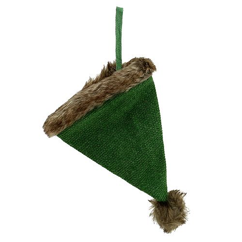 Article Bonnet avec bord de fourrure à suspendre 28cm vert