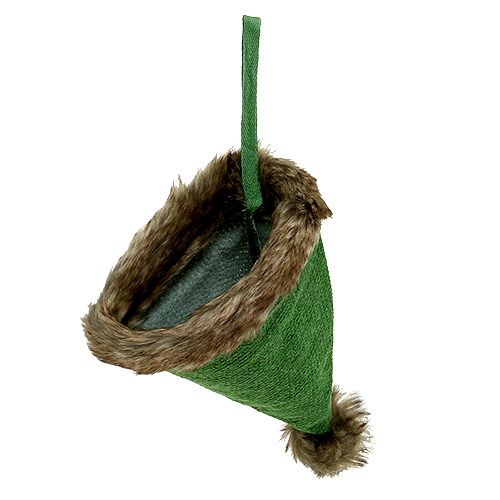 Floristik24 Bonnet avec bord de fourrure à suspendre 28cm vert