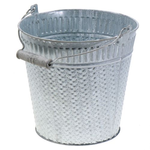 Floristik24 Seau en zinc avec motif tressé gris, blanchi Ø 20 cm H. 19 cm