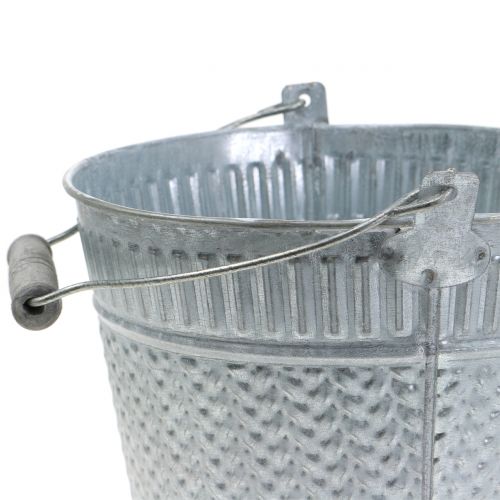 Floristik24 Seau en zinc avec motif tressé gris, blanchi Ø 20 cm H. 19 cm