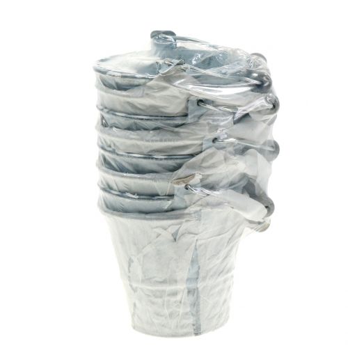 Floristik24 Seau en zinc motif tressé gris Ø7cm H8cm 8pcs