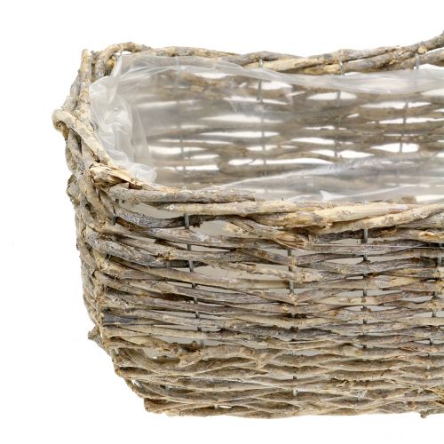 Floristik24 Panier à plantes rectangulaire naturel blanchi à la chaux L33cm, lot de 3
