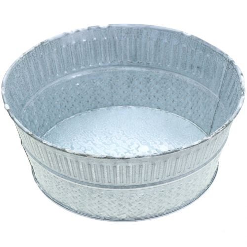 Floristik24 Bol en zinc motif tressé gris, blanc lavé Ø21cm H8.5cm