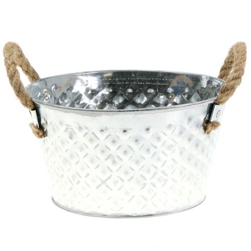 Floristik24 Bol en zinc bol décoratif en métal avec anse en corde Ø22cm H12cm